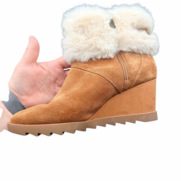 Koolaburra by UGG Shearling Suede Wedge Boots Tan 1124194 Size 8 - Picture 10 of 15